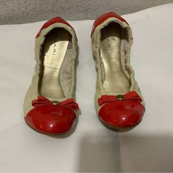 Tahari Gibson Red & Cream Ballet Flats Size 6 - Picture 2 of 6